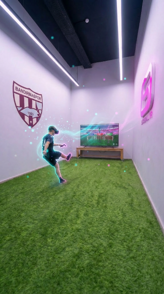 Professionell fotbollsspelare tränar med SensiBallVR i en träningsanläggning hos Bandırmaspor