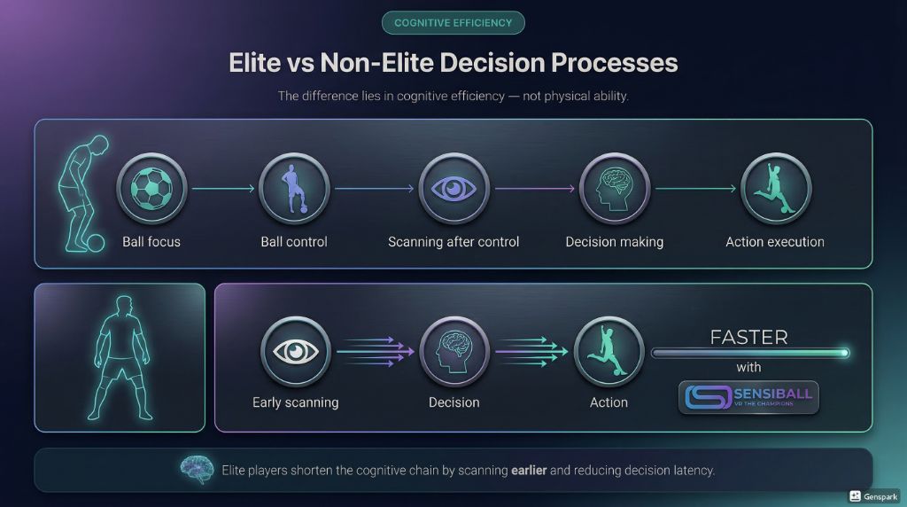 Beslutsprocesser hos elit vs icke-elit — jämförelsediagram för kognitiv kedja